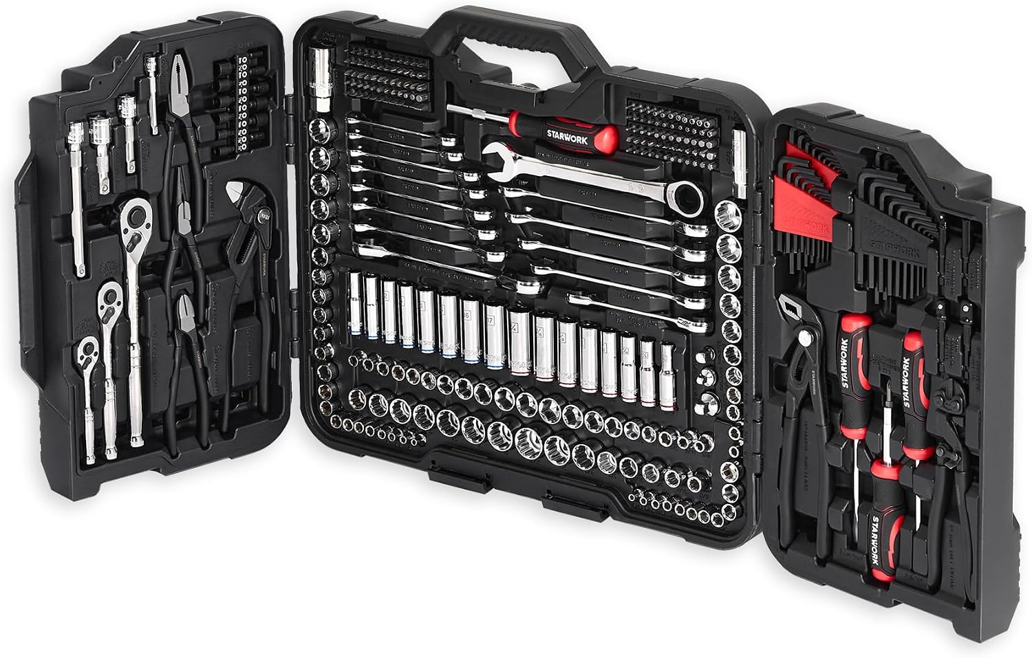 STARWORK TRUE MECHANIC 312-Piece Mechanics Tool Set and Socket Set, Professional, SAE/Metric, Mirror-Finish Sockets & Ratchet Wrenches
