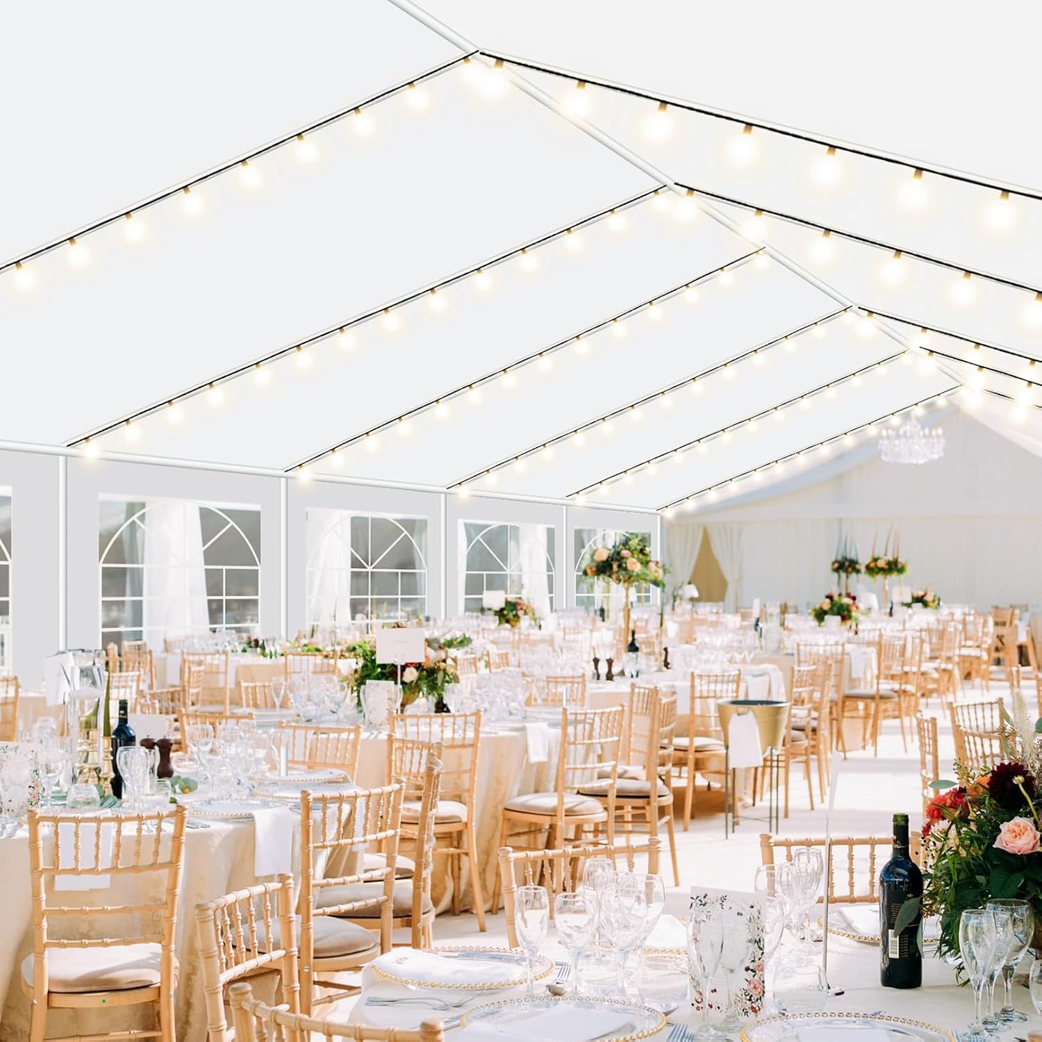 COBIZI 16x32 Party Tent Heavy Duty, Tents for Parties with 6 Removable Sidewalls & 4 Built-in Sandbag, Event Wedding Tent, UV 50+, Waterproof, Strong Wind Protection, White