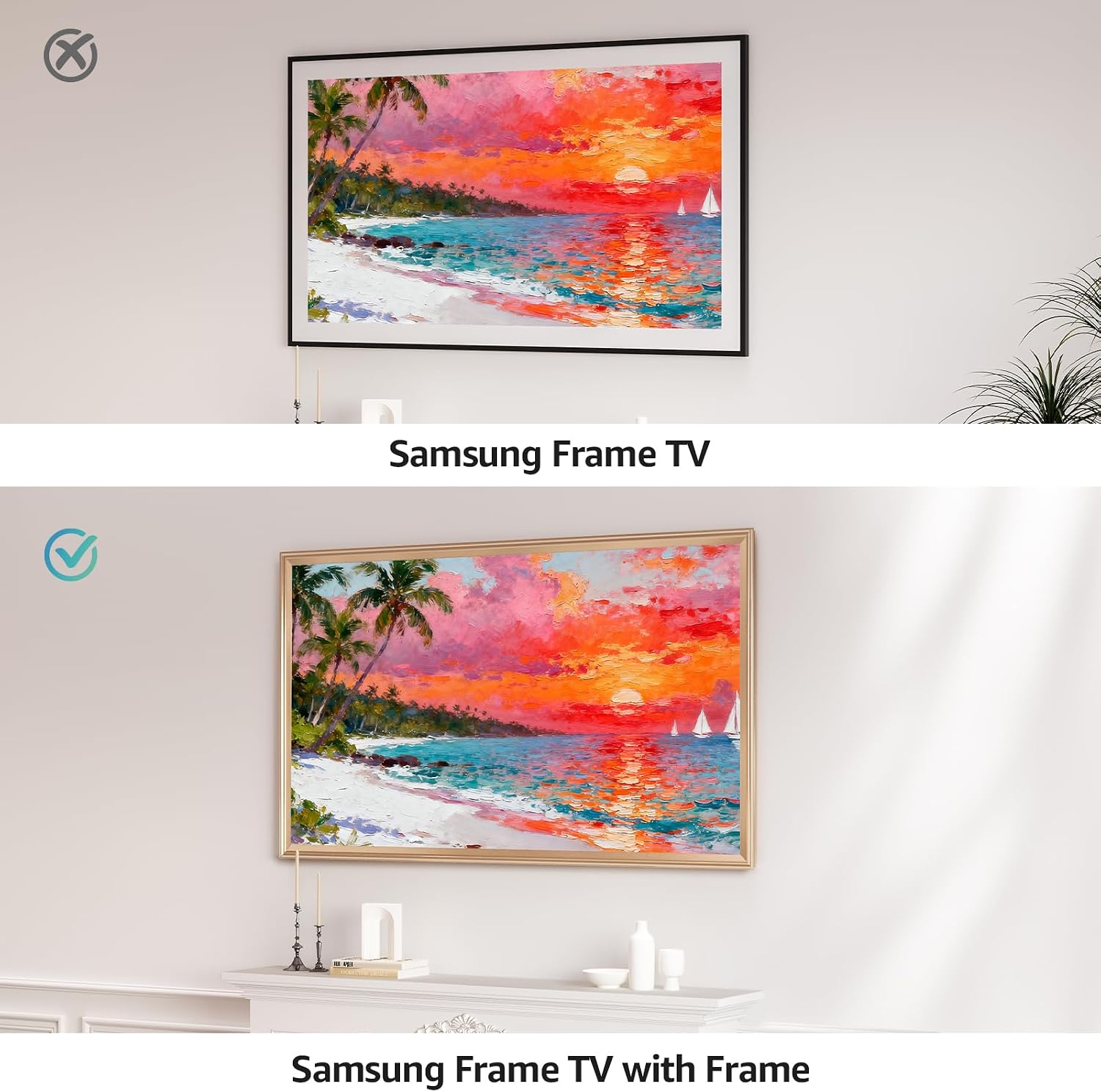 TV Frames 55' Deco Only for Samsung The Frame TVs, Alloy Bezel Modern & Minimalist Styles, Easy Installation, Interchangeable Bezels for Home Decor (Fits 2021-2025 Frame TVs)
