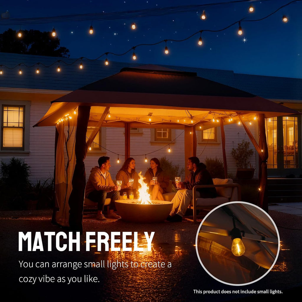 CROWN SHADES 13x13 Pop Up Gazebo, Canopy Tent, Gazebos on Clearance - Outdoor Gazebo for Backyard & Patio Furniture - Carpa Pop Up Tent with Wheeled STO-N-Go Cover Bag (Red & Grey)
