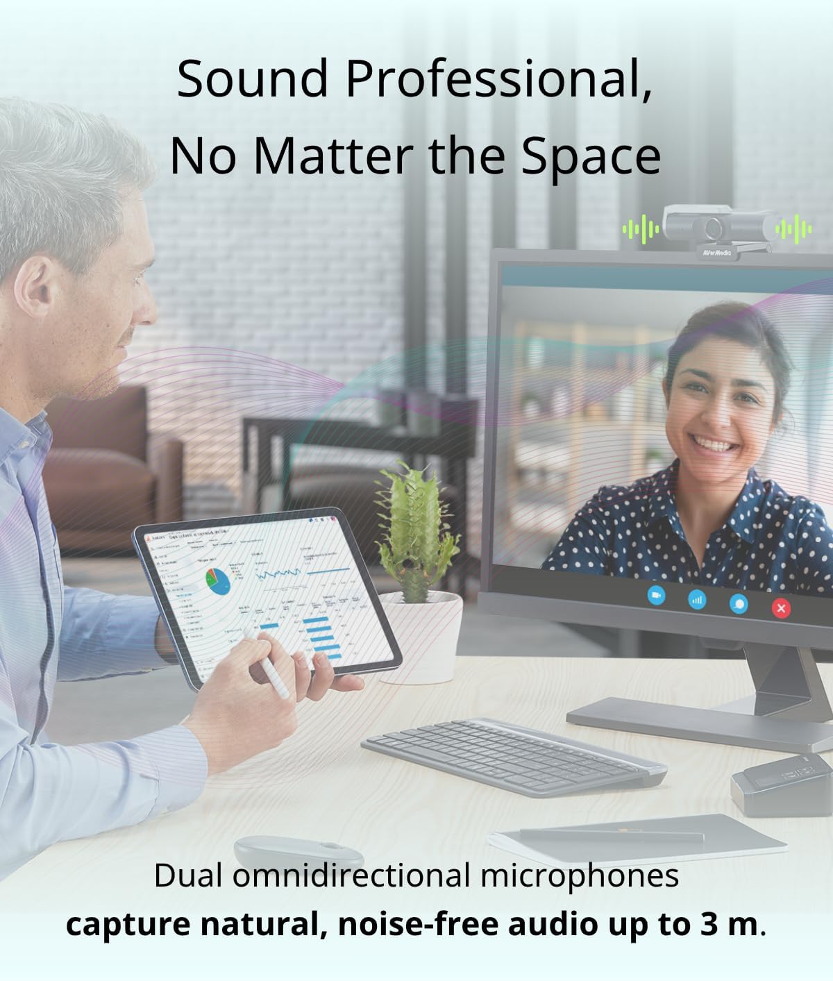 AVerMedia PW515 4K Ultra HD Business Webcam with Microphone for PC/Desktop/Laptop/Mac, with AI Auto Framing for Streaming, Meeting, Video Calls, Sony Sensor, Works with Teams, Zoom, Google Meet, OBS