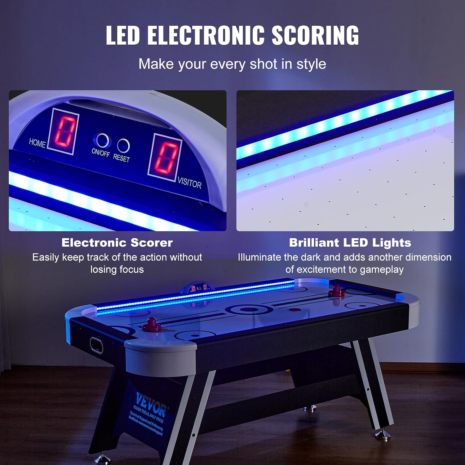 VEVOR 72' & 89' Air Hockey Tables w/LED Scoreboard, 88' 3-in-1 Multi-Game Table (Hockey/Billiards/Ping Pong) - Includes Pucks, Pushers & All Accessories for Game Room & Family | for Adult, Children, Elder