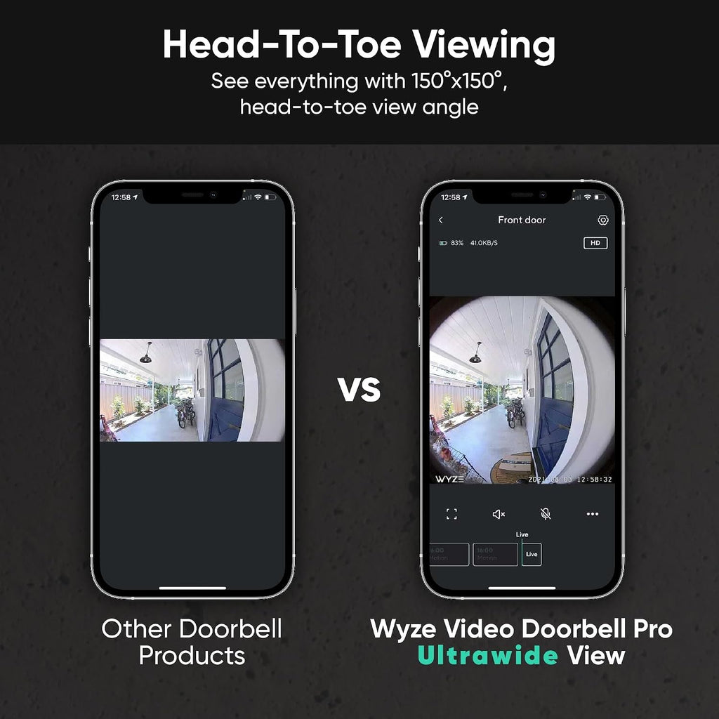 Wyze Wireless Video Doorbell Pro (Chime Included) with Easy-to-Use Design, 1440 HD Video, 1:1 Head-to-Toe View (1:1 Aspect Ratio), 2-Way Audio, Night Vision