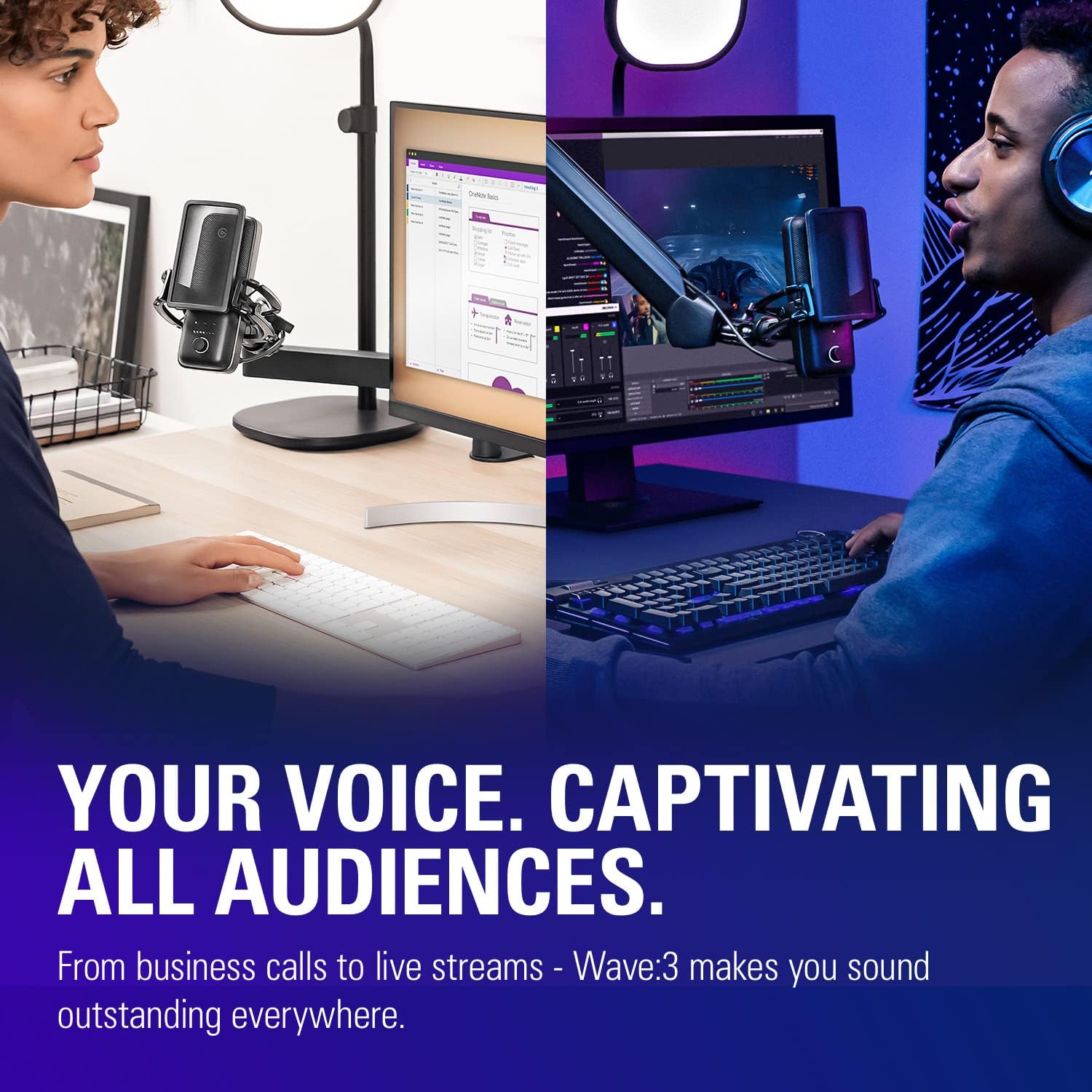 Elgato Wave:3 - Premium Studio Quality USB Condenser Microphone for Streaming, Podcast, Gaming and Home Office, Free Mixer Software, Sound Effect Plugins, Anti-Distortion, Plug 'n Play, for Mac, PC