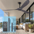 72 Inch Ceiling Fan No Light ，Wood Outdoor Ceiling Fans for Patios Living Room Gazebo Mid Century Modern Exterior Extra Large Ceiling Fan without Light with Downrod(Grey)