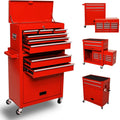 8-Drawer High Capacity Rolling Tool Box with Wheels,Rolling Tool Chest with Drawer,Tool Box on 4 Wheels with Lock, Tool Storage Cabinet Removable Portable Box for Garage Warehouse (Red)