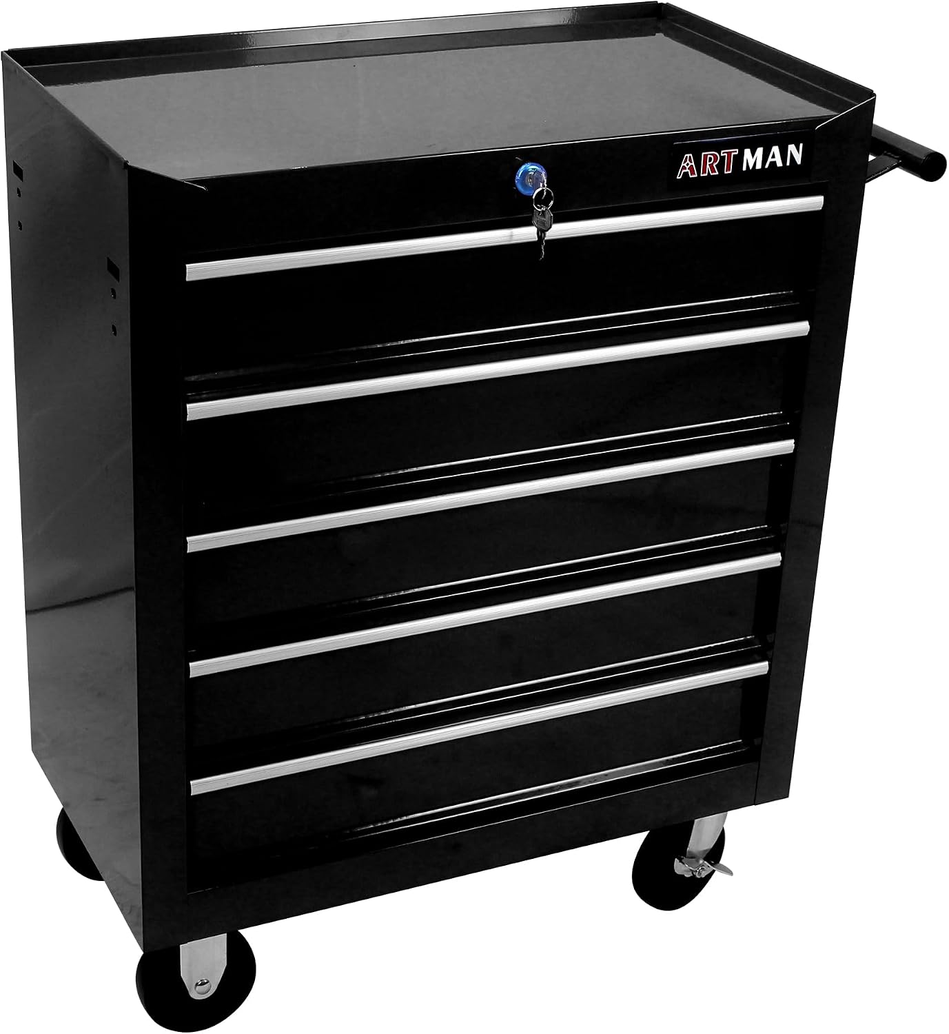 5 Drawers Tool Cart on Wheels, Rolling Tool Chest Tool Storage, Drawers Rolling Tool Trolley Organizer Tool Case for Garage, Warehouse, Workshop, Repair Shop (5 Drawers-Black)