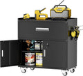 LCAOPC Metal Garage Storage Cabinet with Wheels, Lockable Rolling Tool Chest with Wheels, Tool Cabinet on Wheels, Metal Rolling Utility Cabinet for Home, Office, Garage and Workshop, Black