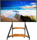 Mobile TV Stand for 40-75 Inch TVs, Adjustable Heights TV Mount Stands with Large Wood Shelf and Wheels, Modern Living Room Rolling TV Stand, Up to 180 lbs, VESA 600x400mm,Walnut(VC-Z1187)