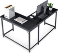 ivinta L Shaped Desk, Modern Corner Home Office Computer Desk with 2' Thicker Desktop for Study Work, Simple Reversible Worksation with Metal Frame for Bedroom Living Room Novas (Black)