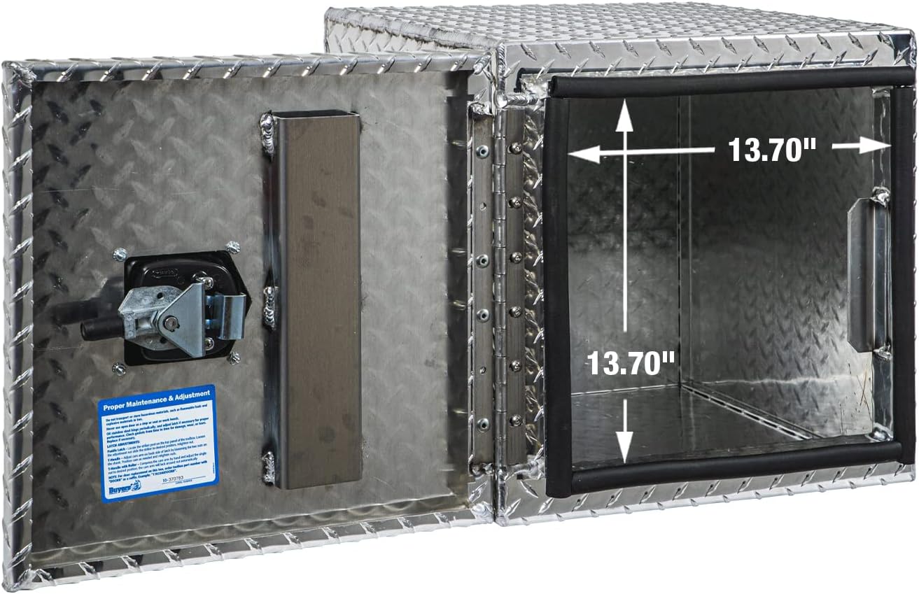Buyers Products 1705201 Aluminum Underbody Truck Box, 18 x 18 x 18 Inch, Silver Diamond Tread Truck Tool Box W/ Locking Barn Door Closure, Made in the USA, Vehicle Tool Box for Storage & Organization