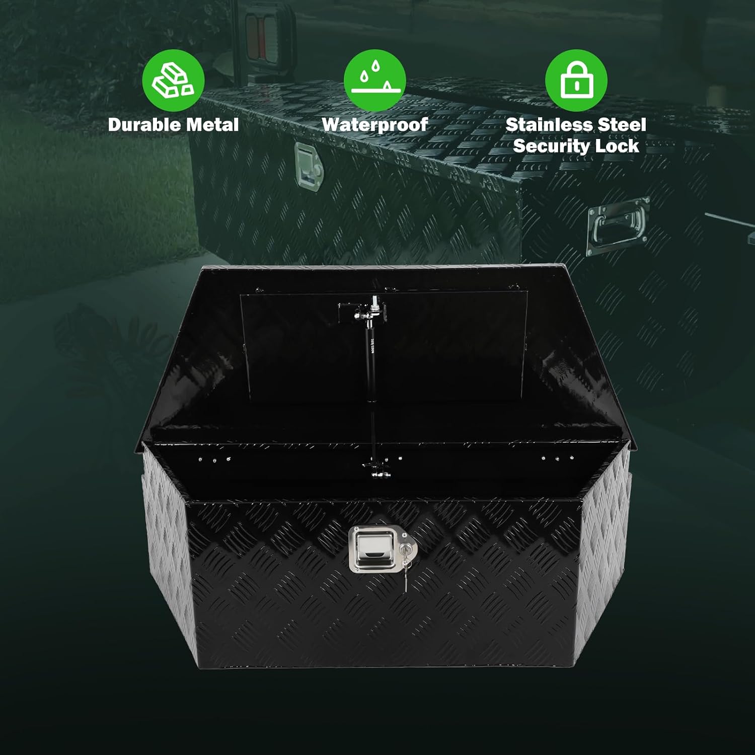 SCITOO 39 Inch Aluminum Truck Bed Tool Box,Diamond Plate Heavy Duty Crossover Storage for Most Full Size Pickups,Lockable Weatherproof Chest,Fits 39' Truck Beds,Easy Access to Load and Unload