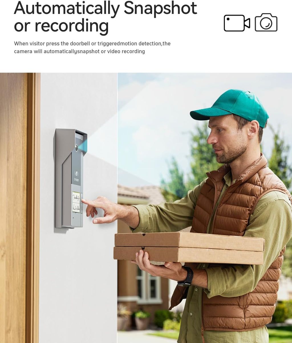 TMEZON Wireless WiFi Video Doorbell Intercom System 2 Unit and Monitor Door Phone IP 4 Wire 7 Inch Entry 1080P Camera Night Vision,Support Remote Unlock Door Release,Snapshot,Tuya