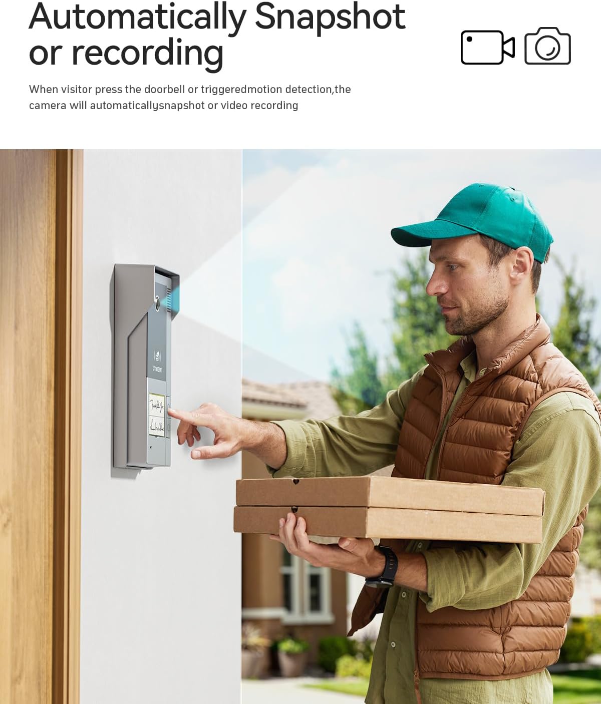 TMEZON Wireless WiFi Video Doorbell Intercom System 2 Unit and Monitor Door Phone IP 4 Wire 7 Inch Entry 1080P Camera Night Vision,Support Remote Unlock Door Release,Snapshot,Tuya