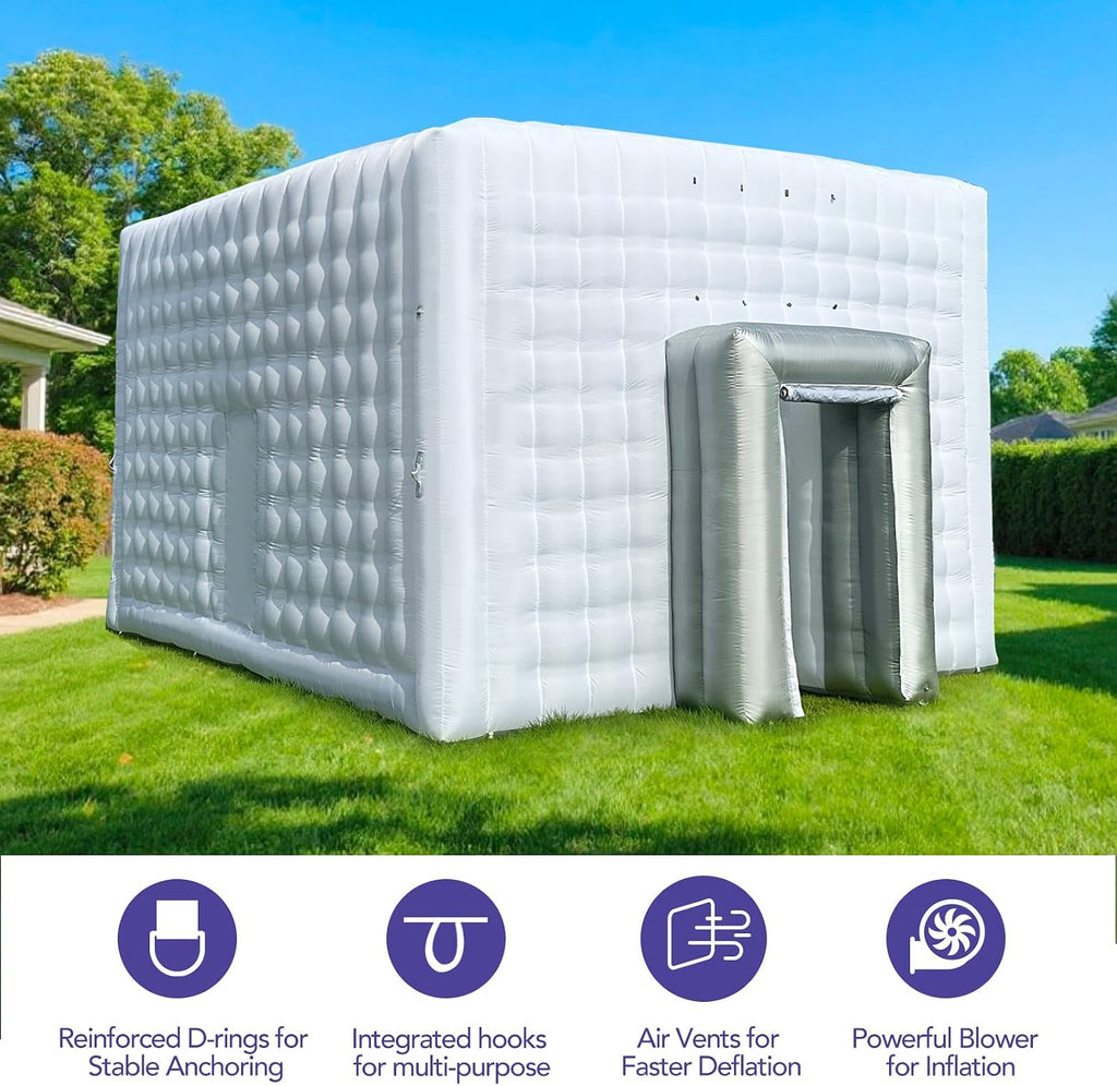 Giant 20x17x12' Inflatable Nightclub with Blower, Inflatable Outdoor Party Tent for Parties, Corporate Events, Festivals, and Special Gatherings - White