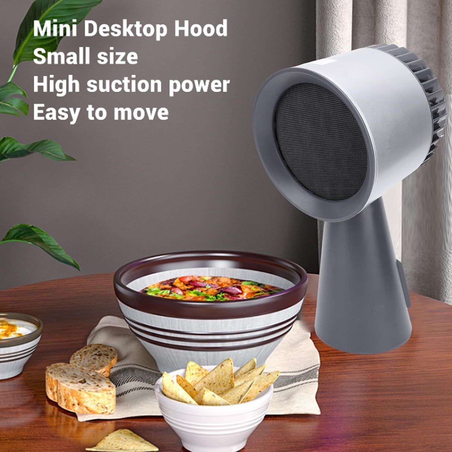 Portable Range Hood with Negative Ion Generator, 3 Speed Motor, Cooling Filter and Oil Collection Box, Compact Quiet Design for Home, Camping, Small Gatherings, Smoke Air (US Plug)