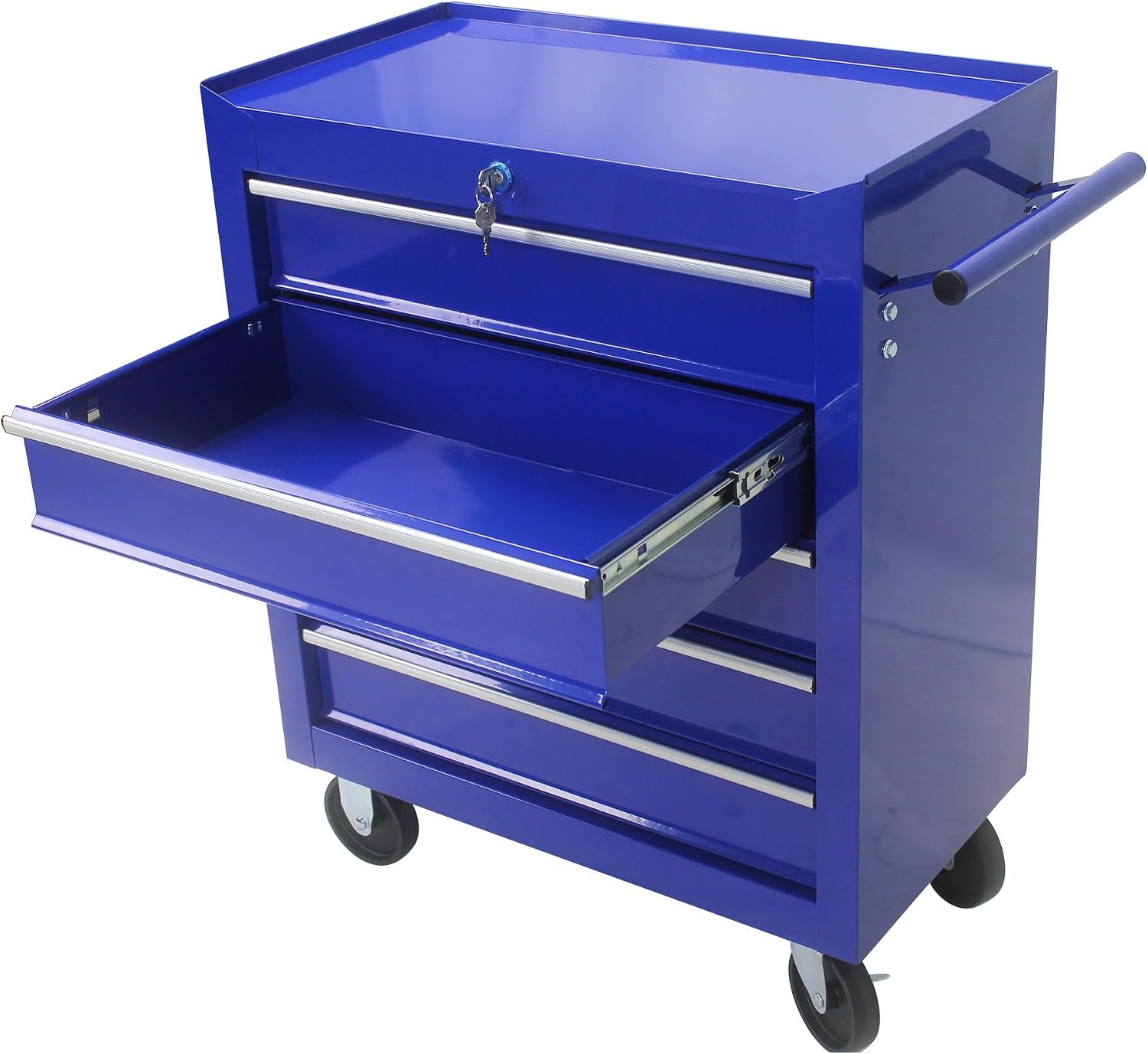 CuisinSmart Tool Cart on Wheels, 5 Lockable Drawers Storage Cabinet Cart Rolling Tool Chest for Warehouse, Garage, Workshop Simple Assembly-Blue