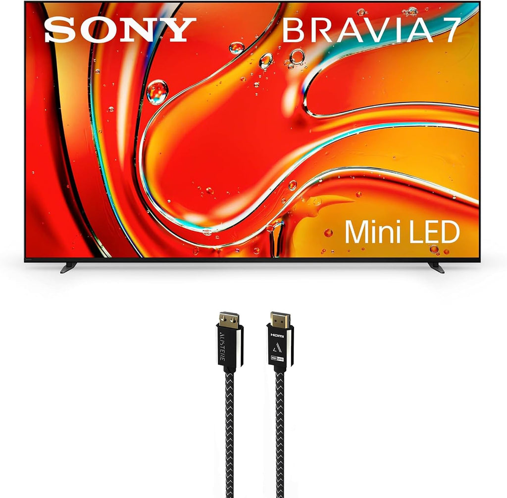 Sony K65XR70 65 Inch 4K Bravia LCD Mini LED Full Array HDR Google TV with an Austere 7S-8KHD2-2.5M VII Series 2.5m Premium Braided 8K HDMI Cable (2024)