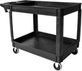 MaxWorks 2‑Tier Heavy‑Duty Utility Service Cart 500 lb Capacity 46' x 25.5' x 33.5' with 5' Swivel Casters and Polypropylene Shelves for Garage Workshop Warehouse Office (80858)