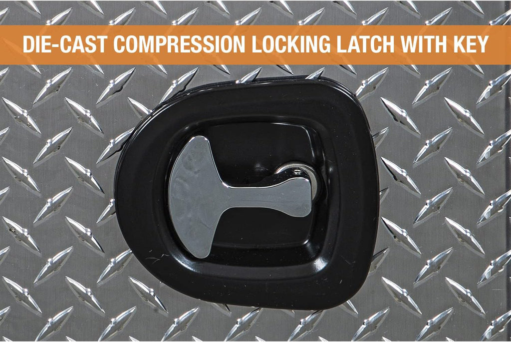 Buyers Products 1705148 Diamond Tread Aluminum Underbody Truck Tool Box, 14 x 12 x 16, Made in USA, .100 in. Thick, Corrosion-Resistant, Locking Compression Latch – Secure Storage for Work Trucks