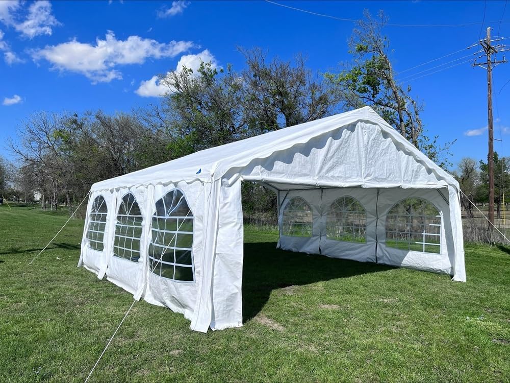 Delta 20'x20' Budget PE Tent Including Free (2) Long Bags for Parties, Canopy Carpas para Fiestas,Wedding Party Tents with Waterproof Top & Sidewalls for Patio Outdoor Events (B Model)