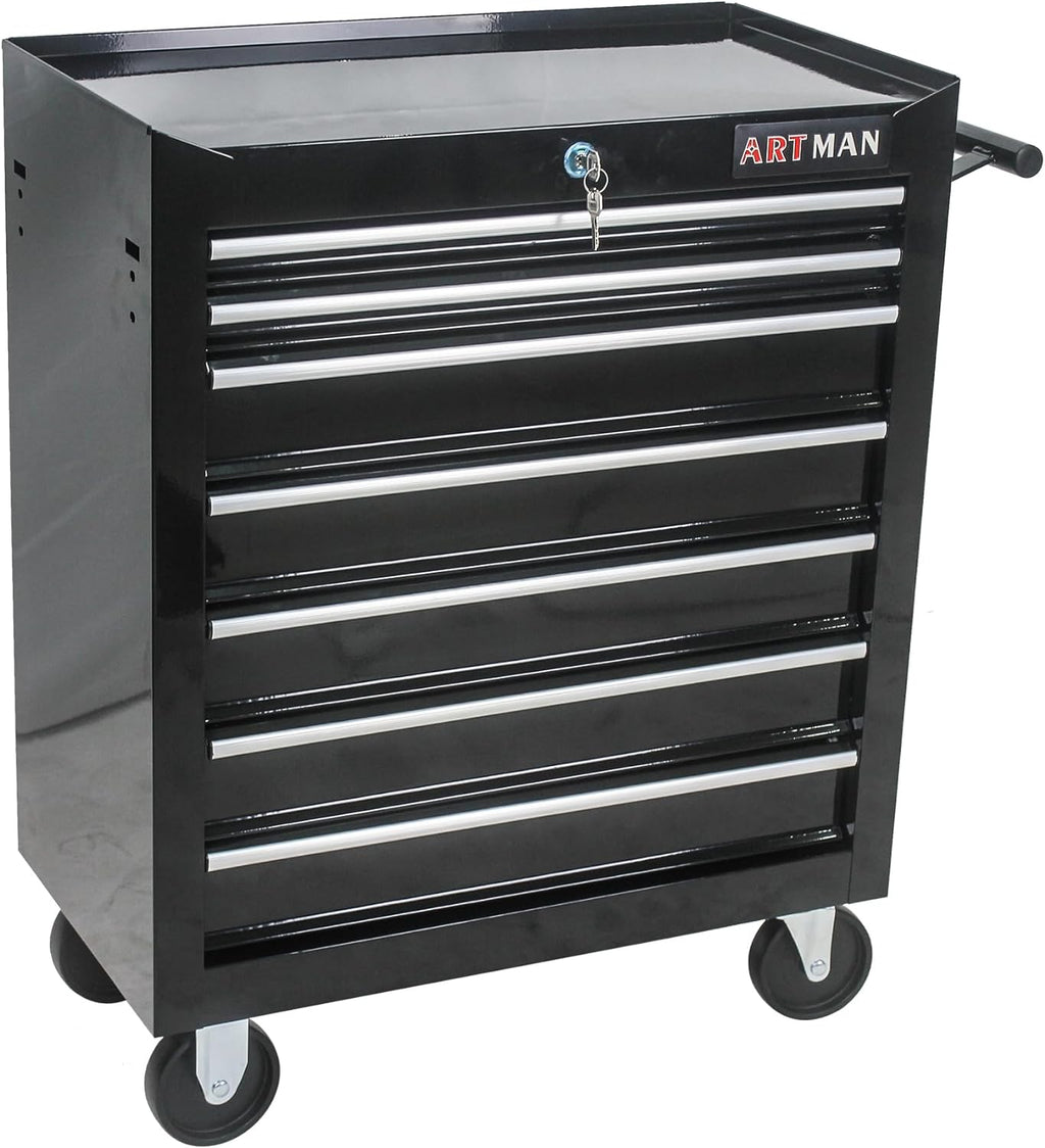 7 Drawers Tool Cart on Wheels,Multifunctional Rolling Tool Chest Tool Storage,Drawers Rolling Tool Trolley Organizer Tool Case for Garage,Warehouse,Workshop,Repair Shop (7 Drawers-Black)