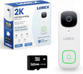 Lorex 2K Wired WiFi Smart Video Doorbell Camera | No Subscription Fee | 32GB MicroSD Card Included | Smart Security Lighting | Night Vision | Motion Detection | IP65 | Requires Existing Wiring | White
