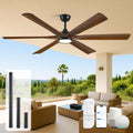 72' Indoor Outdoor Smart Ceiling Fans for Patios with Light and Alexa/APP/Remote Control- Large Rustic Farmhouse Wood Ceiling Fan with Quiet Energy Efficient DC Motor, for Porch Gazebo Garage Bedroom