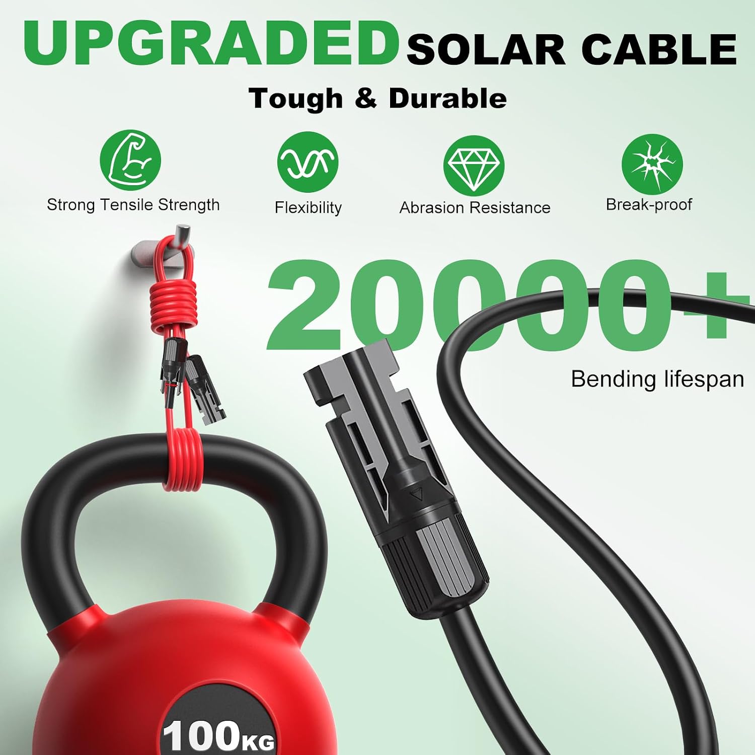 Oududianzi Solar Extension Cable 100Ft, Solar Wire 10AWG, Tinned Copper PV Cable 10Gauge, Solar Panel Wires and connectors for Home RV Boat Camping Off-Grid Solar System, Set of 2