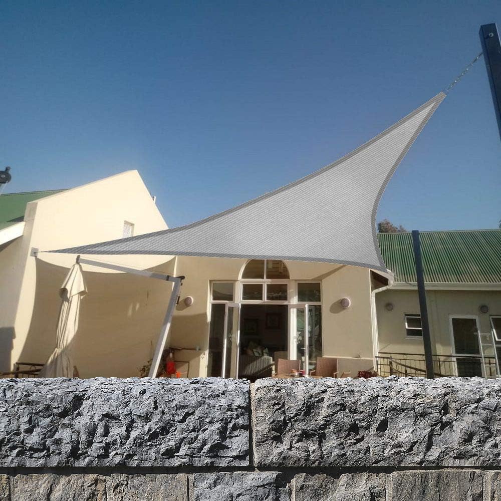 Eden's Decor Sun Shade Sails Triangle Outdoor Canopy for Garden, Patio, Pool, Backyard, Driveway (Grey, 12' x 16' x 20')