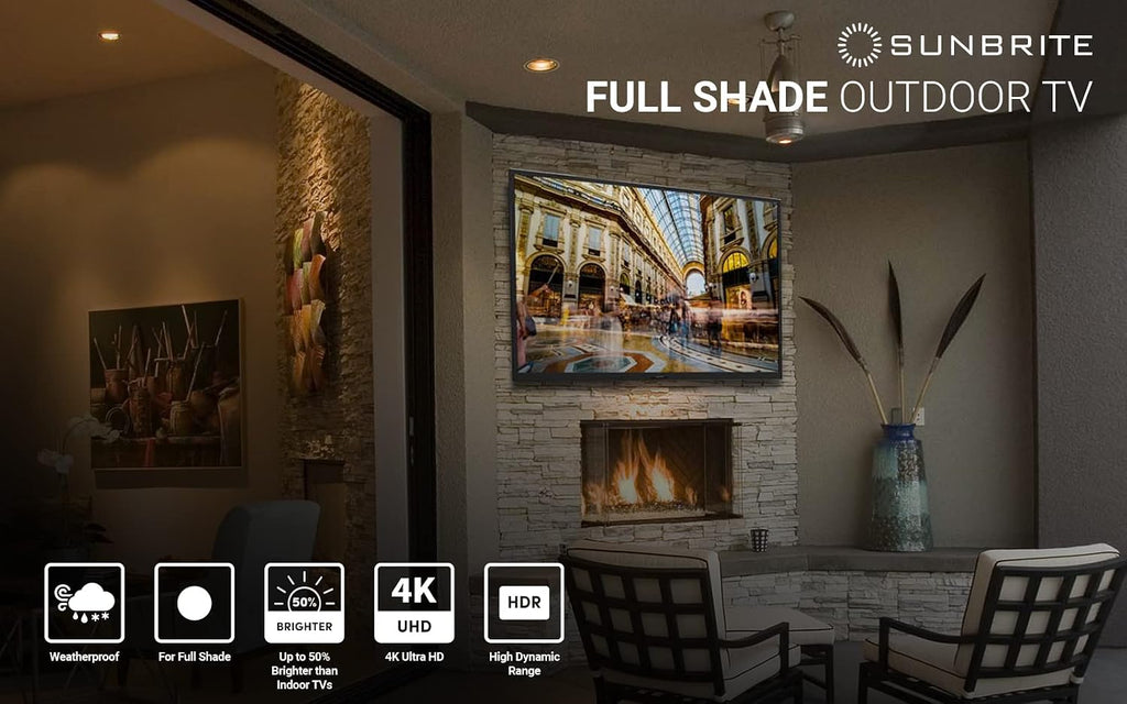 SunBrite Veranda 2 Series 65-inch Full Shade Outdoor TV | 4K Ultra HD HDR LED Weatherproof Television - Direct Lit LED Screen with All-Weather Remote (SB-V-65-4KHDR-BL)