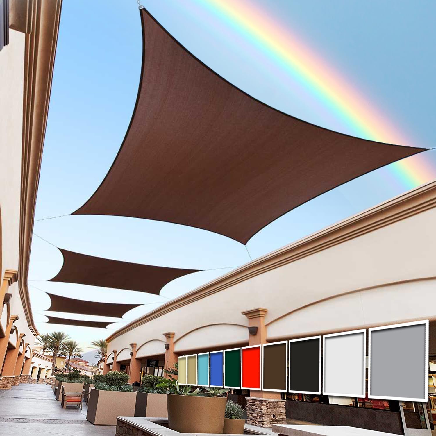 Royal Shade 12' x 16'Brown Rectangle Square Sun Shade Sail Order to Make RSTAPS10 Canopy, UPF50+ 95% UV Blockage, 200GSM Commercial Standard Heavy Duty, 3 Years Warranty (We Make Custom Size)