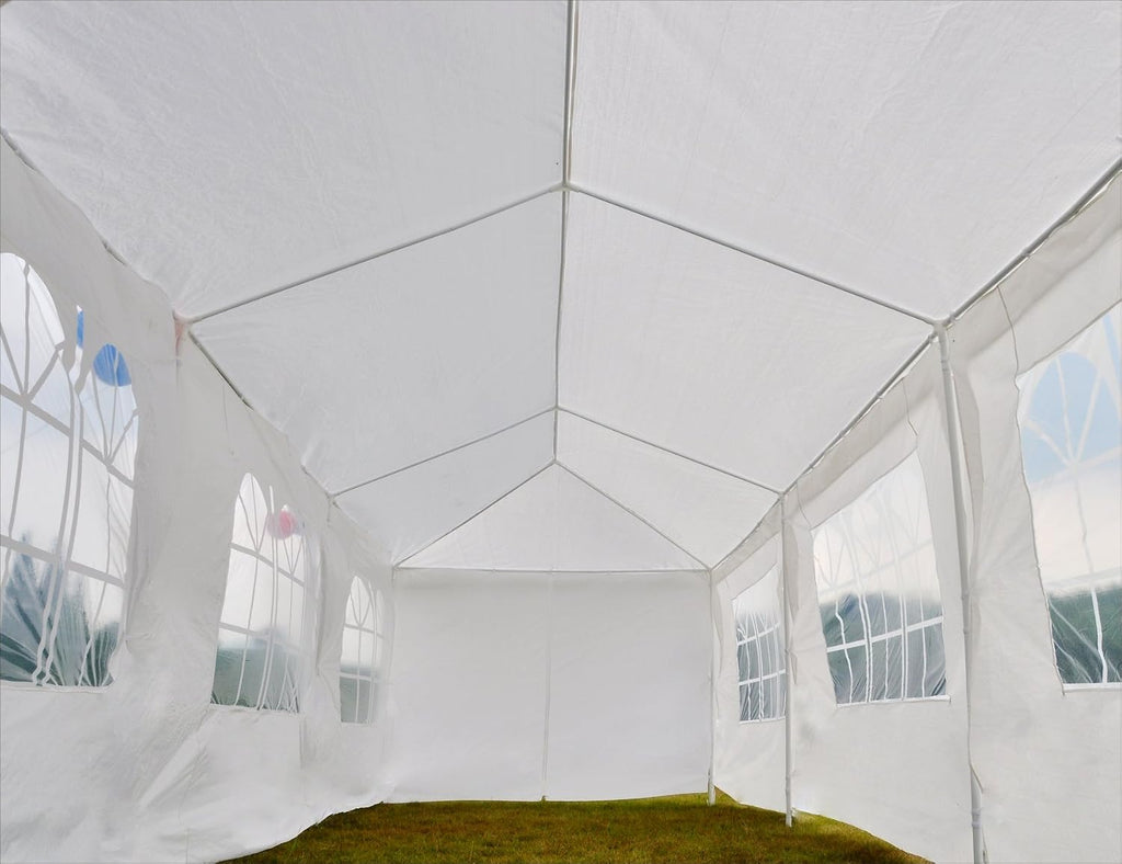 GOJOOASIS Canopy Tent Wedding Party Tent White Outdoor Gazebo (10' x 30' with 8 Walls)