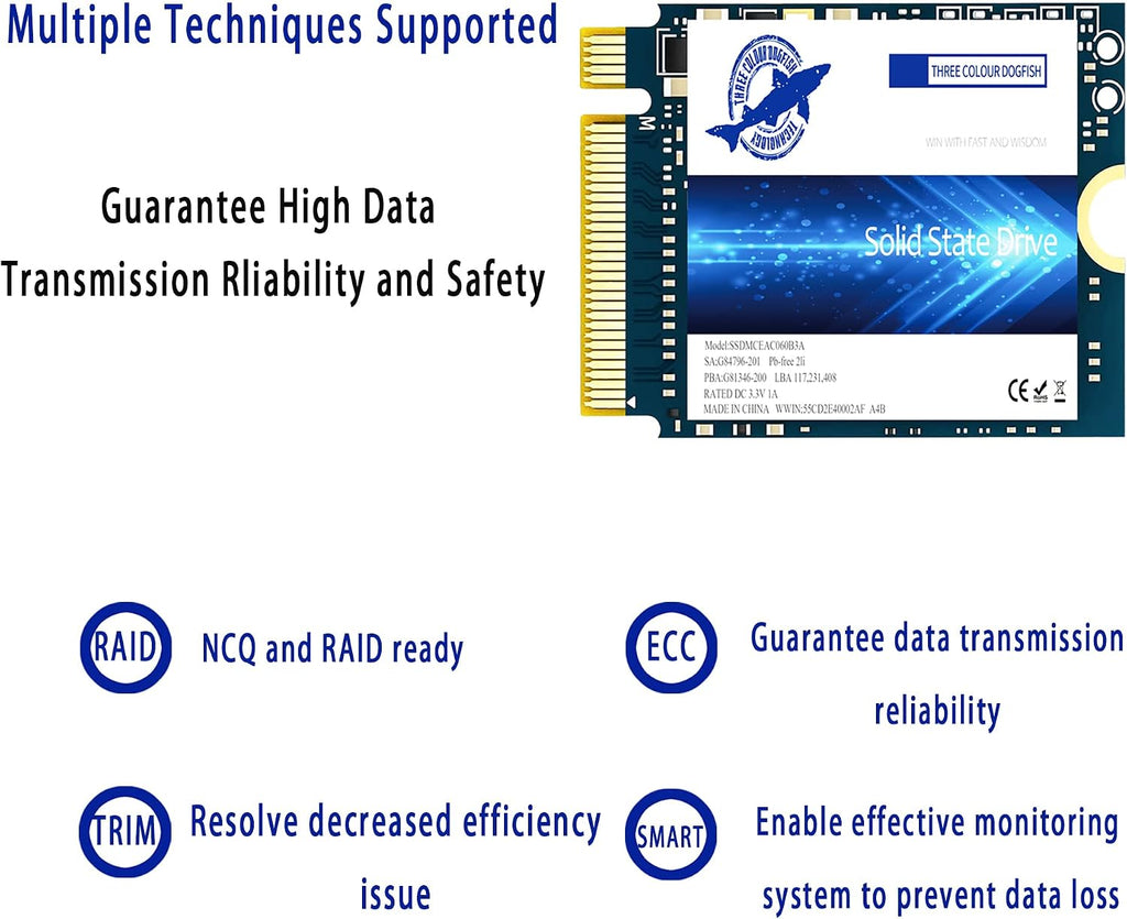 Dogfish SSD M.2 2230 NVMe PCIe 4.0 512GB 3D TLC NAND Gaming Unit?a stato solido interna per Steam Deck PS5 Surface Pro Laptop Desktop (M.2 2230 NVMe 4.0, 512 GB)