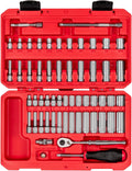 TEKTON 1/4 Inch Drive 6-Point Socket and Ratchet Set with Case, 56-Piece (5/32-9/16 in., 4-15 mm) | SKT05303
