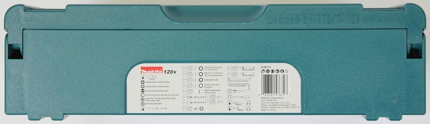 Makita E-08713 120 Piece Maintenance Set Supplied in a Makpac Case