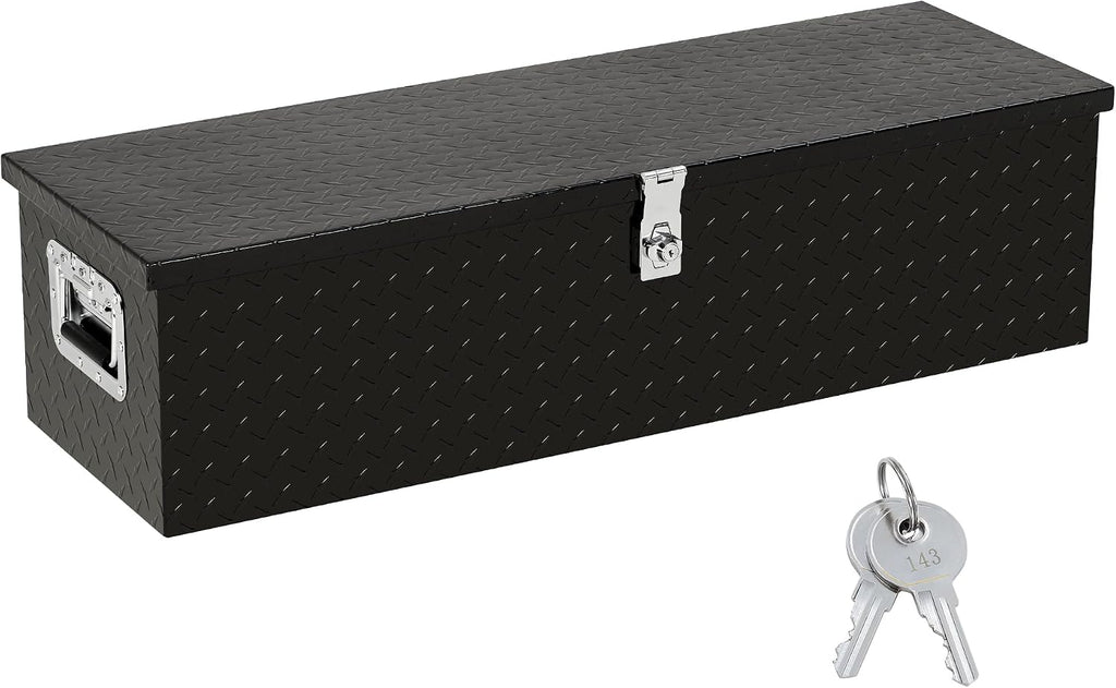 Garvee 39 in Heavy Duty Aluminum Diamond Plated Tool Box Pick Up Truck Bed RV Trailer Toolbox Square Storage Organizer with Side Handle, Lock and Keys, Waterproof -39 in x 13 in x 10 in