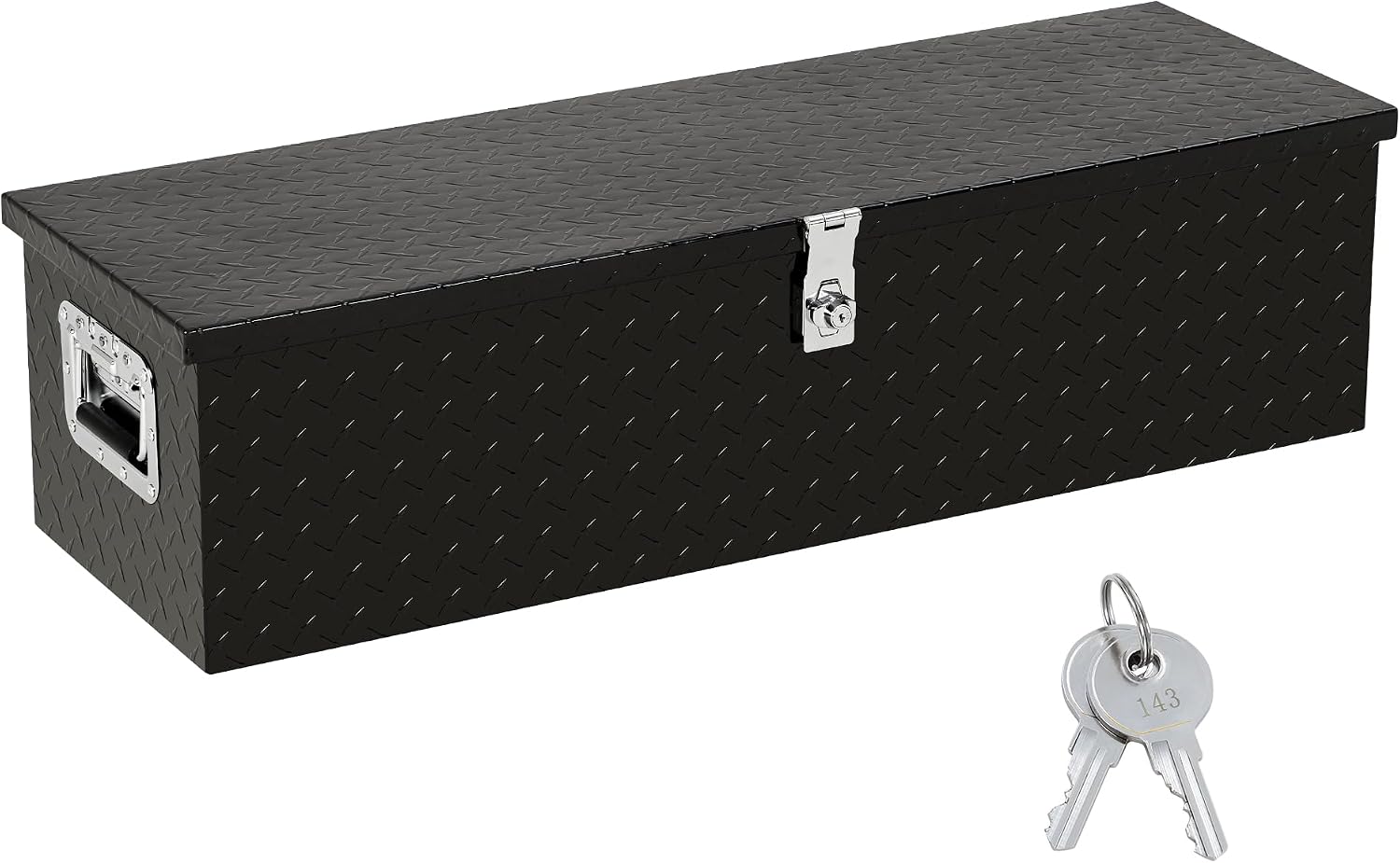 Garvee 39 in Heavy Duty Aluminum Diamond Plated Tool Box Pick Up Truck Bed RV Trailer Toolbox Square Storage Organizer with Side Handle, Lock and Keys, Waterproof -39 in x 13 in x 10 in