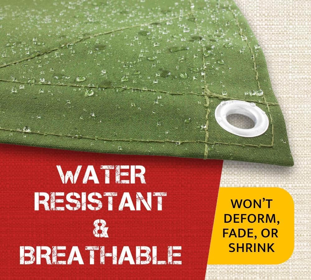 Mytee Products 20' x 20' Green Canvas Tarp 12oz Heavy Duty Water Resistant