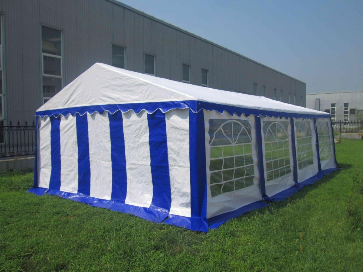 AMERICAN PHOENIX Party Tent 16x26 ft Heavy Duty Canopy Shelter Gazebo for Wedding Event Fair with Roof with Sidewalls and Windows White and Blue Event Tents