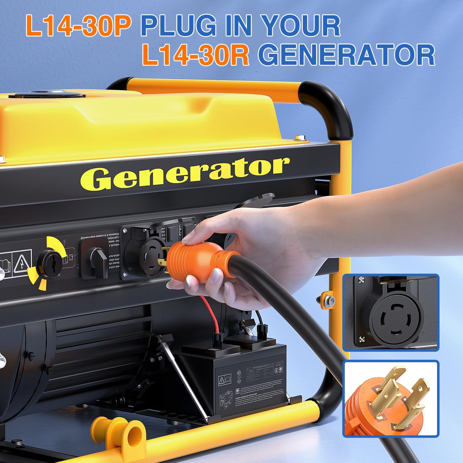 Nilight 30 Amp 50FT Generator Extension Cord 125/250V 7500 Watt Heavy Duty 10 Gauge Pure Copper STW Wire ETL Listed 4 Prong L14-30P L14-30R Cable for RV Camper Outdoor Use
