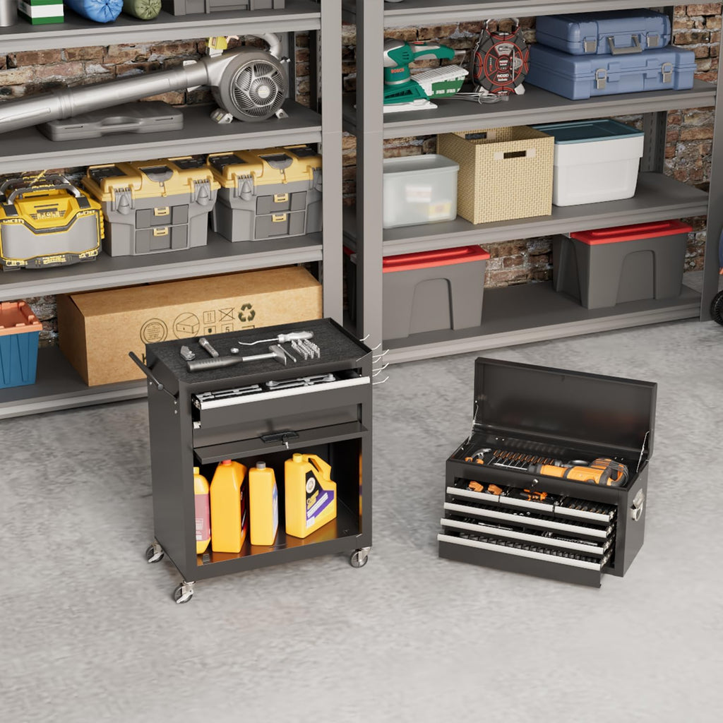 Pataku Rolling Tool Chest with 8 Drawer,Drawer High Capacity Tool Chest with Wheels, Detachable Tool Storage with Large Cabinet -Black