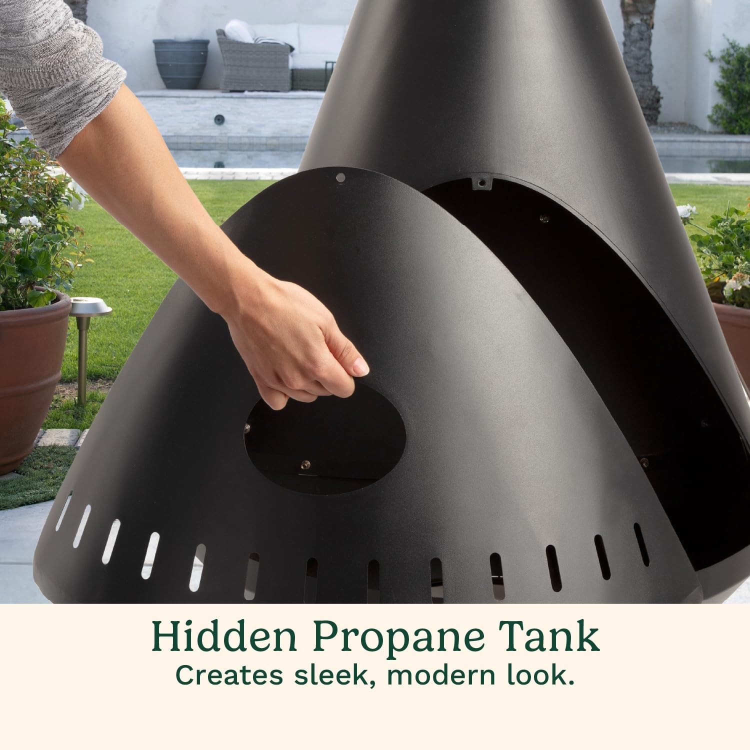 Cuisinart Chimenea Propane Fire Pit, 40,000 BTU Adjustable Gas Fire Pit for Patios, Includes Lava Rocks, Directional Heat Shield and Push to Start Ignition, Perfect for Backyards, Decks, and Patios