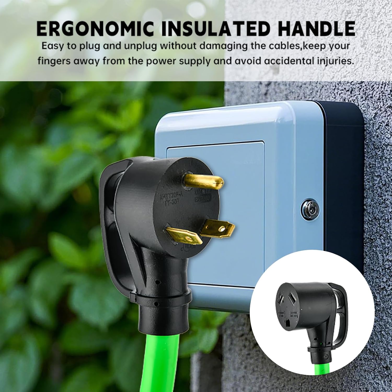 100FT 30 Amp RV Extension Cord Outdoor with Grip Handle, Flexible Heavy Duty 10/3 Gauge STW 3 Prong RV Power Cord, NEMA TT-30P to TT-30R, ETL Listed