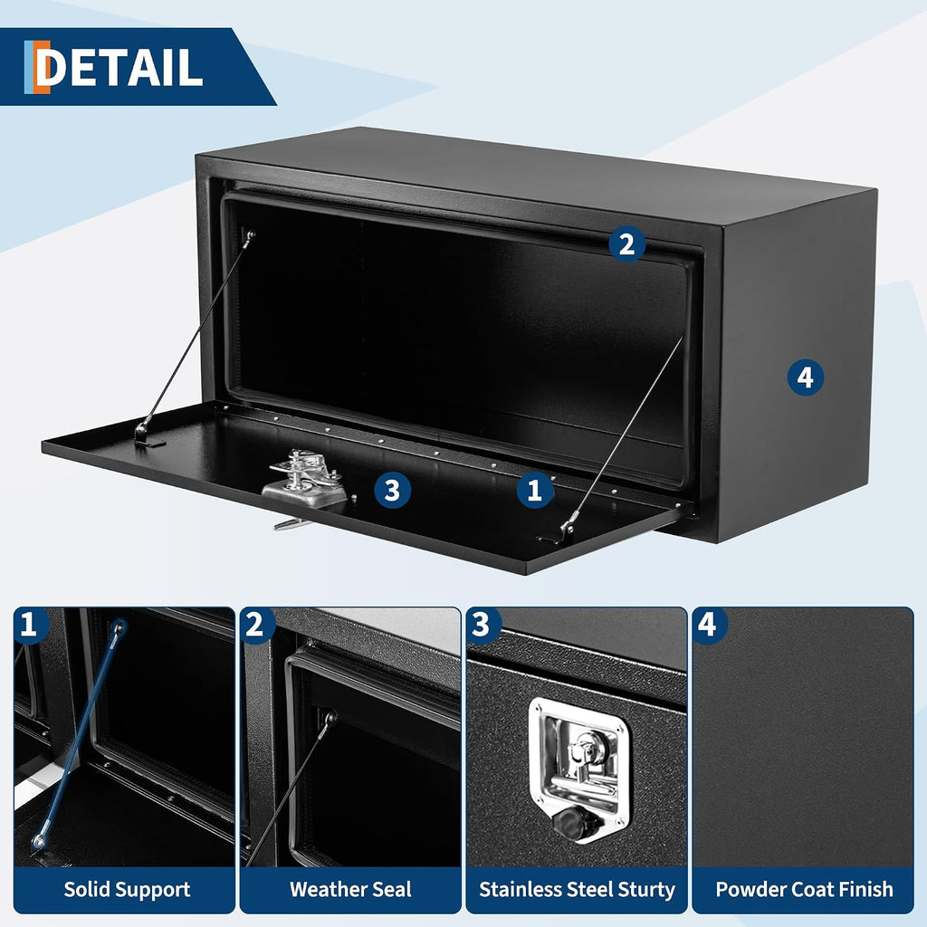 Garvee Black Steel Truck Bed Tool Box, Trailer Tongue Box, Truck Storage Organizer Tool Chest For Truck Bed, RV, Trailer (14 * 16 * 24-Black)