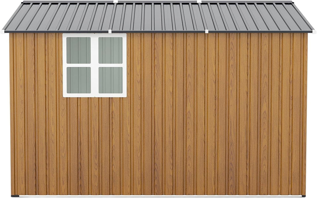【LuckyNote】 10x12 Ft Outdoor Storage Shed, Extra Large Metal Shed with Lockable Doors, Windows, Outside Steel Tiny House Ideal for Garden, Backyard, Patio Utility, Tool Storage，3 Separate parcels