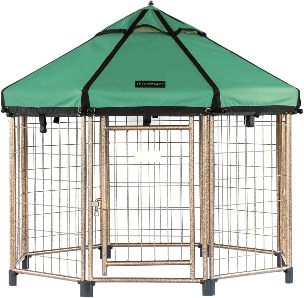 Advantek Pet Gazebo Indoor and Outdoor Metal Dog Kennel with Umbrella Roof, 4ft Hunter Green