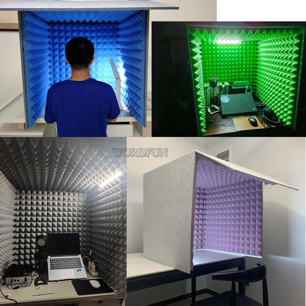 WORDFUN Home Studio Booth, Portable Recording Booth, Desktop Soundproof Cover, Decreasing Noise, Vocal Absorbing Shield, for Microphone Recording Equipment Podcasts Singing Gaming and Broadcasting