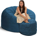 ULTIMATE SACK 5000 5-Foot Bean Bag Chair with Footstool, Cloud Suede Cover – Oversized Foam Lounger, Floor Seat, Small Sofa, or Couch Bed for Living Area, Gaming Room, or Reading Lounge