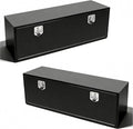60 Inch Underbody Truck Tool Box 2 Pack, 60x18x18 Inch Heavy Duty Steel Storage for Flatbed & Trailer, Lockable Weather Resistant Organizer with 4 Keys, Black Powder Coated (Pack of 2)